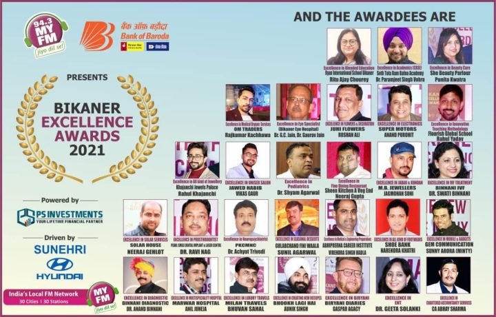 Named for Excellence in Academics at the Bikaner Excellence Awards