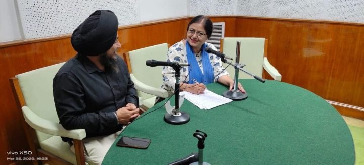 In the radio studio with the presenter